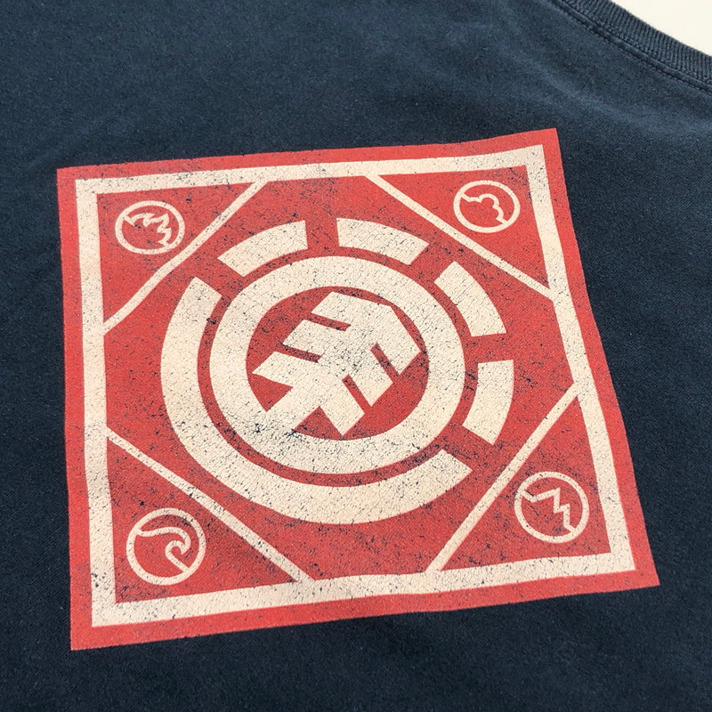 【現状渡し品】【メンズ】 ELEMENT エレメント PRINT S/S TEE プリント 半袖Tシャツ トップス 146-260806-hn-01-fur サイズ:L カラー:ネイビー 万代Net店