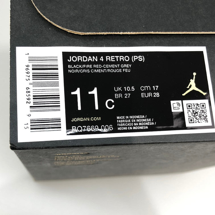 【中古美品】【キッズ】 NIKE ナイキ BQ7669-006/PS AIR JORDAN 4 RETRO BRED REIMAGINED ナイキ キッズ スニーカー 160-251002-SY-03-iwa サイズ:17CM カラー:BLACK系 万代Net店