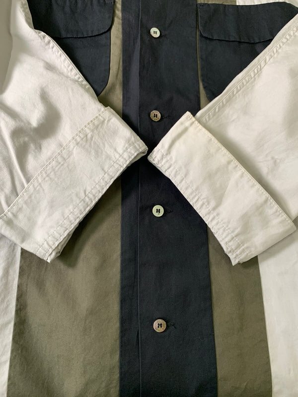 【中古品】【メンズ】 Y'S FOR MEN ワイズフォーメン 98AW OPEN COLLAR SHIRT オープンカラーシャツ 長袖シャツ トップス 140-260509-yn-12-min サイズ:M カラー:ブラック/グレー 万代Net店