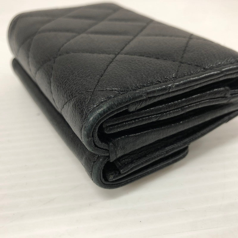 【中古品】【レディース】 CHANEL シャネル AP1175 ダブルココクリップ 三つ折り財布 グレインドカーフスキン マトラッセ ウォレット 財布 181-231130-ma-15-tei カラー:ブラック 万代Net店