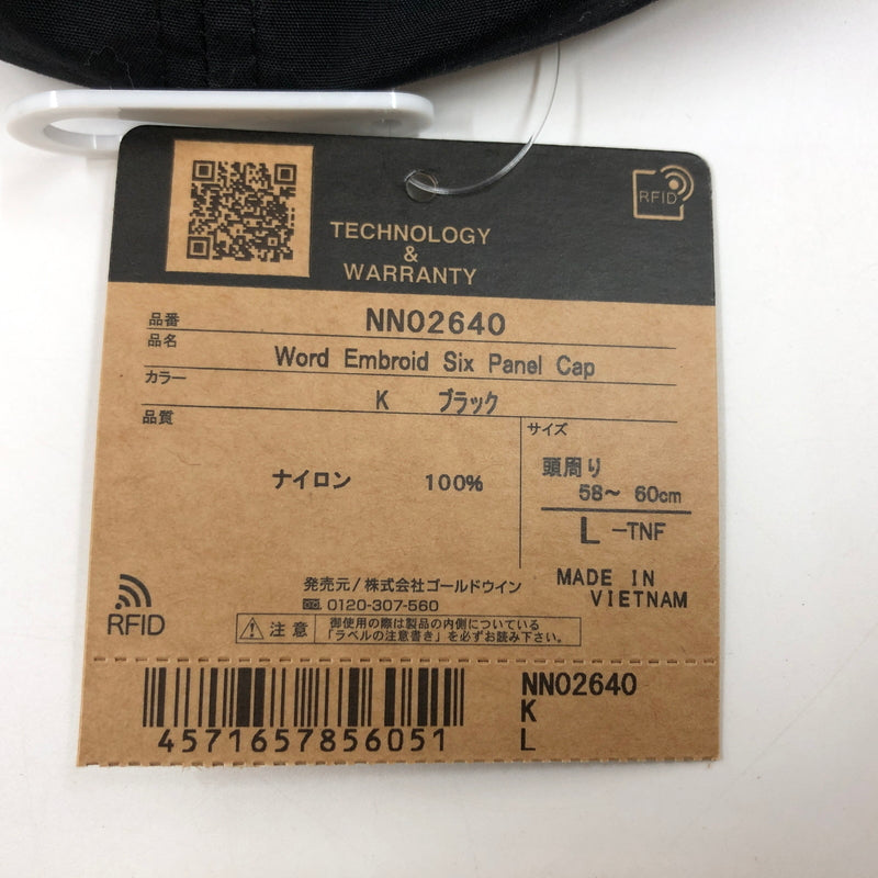 【中古美品】【メンズ/レディース】 THE NORTH FACE ザ・ノースフェイス WORD EMBROID 6-PANEL CAP NN02640 ワードエンブロイド シックスパネルキャップ 帽子 185-260816-hn-01-fur サイズ:L カラー:ブラック 万代Net店