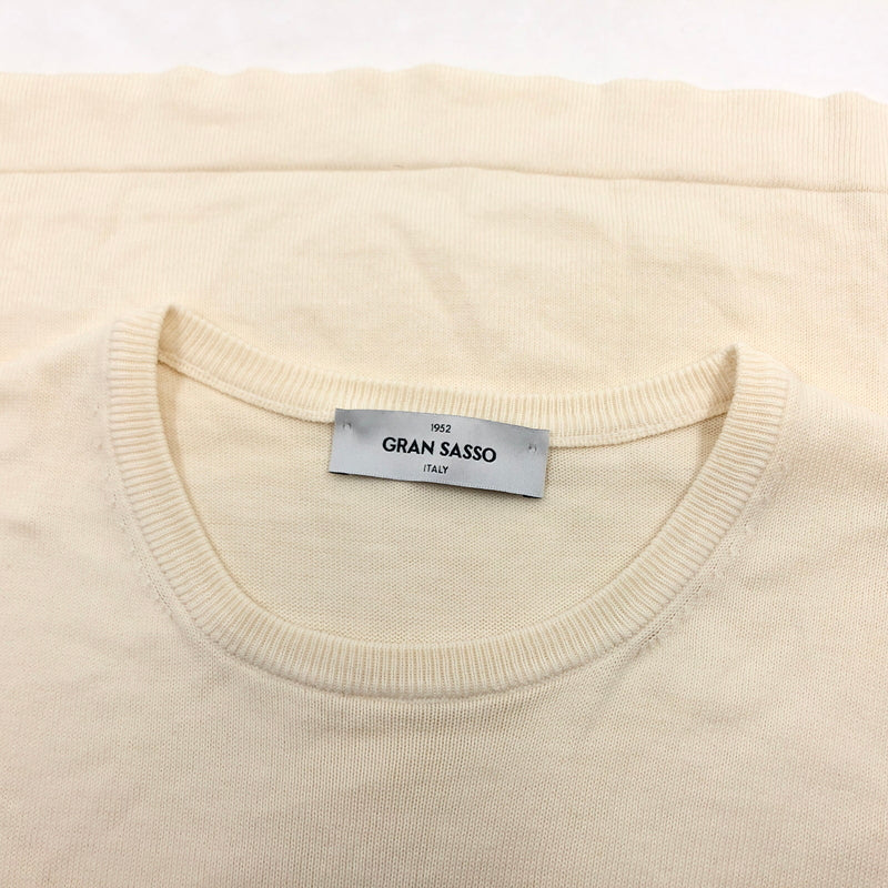 【中古品】【メンズ】 GRAN SASSO グランサッソ S/S COTTON KNIT 半袖 コットンニット トップス 141-260816-hn-03-fur サイズ:46 カラー:ホワイト 万代Net店