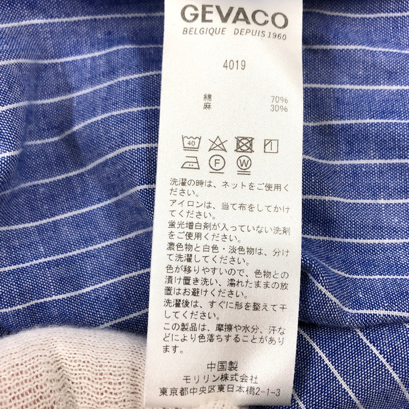 【中古品】【メンズ】 GEVACO ゲバコ NOCOLLAR L/S STRIPE SHIRT ノーカラー 長袖ストライプシャツ カジュアルシャツ トップス 146-260829-hn-05-fur サイズ:40 カラー:ブルー/ホワイト 万代Net店