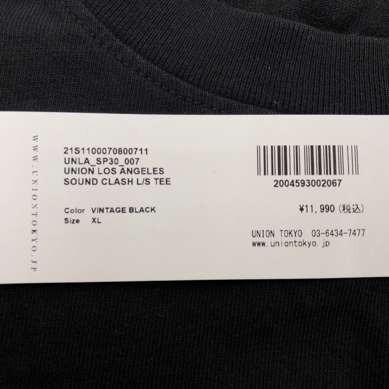 【中古美品】【メンズ】 UNION ユニオン LOS ANGELES SOUND CLASH L/S TEE ロサンゼルス サウンド クラッシュ 長袖Tシャツ トップス 142-260110-hn-01-fur サイズ:XL カラー:ブラック 万代Net店