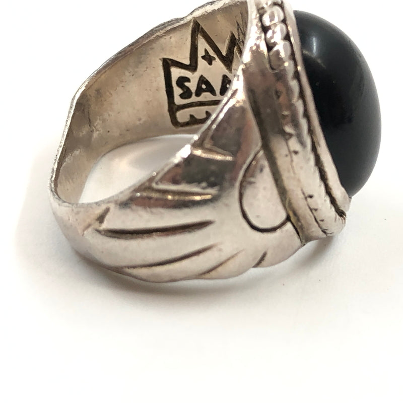 【中古品】【メンズ】 SAAD サード SILVER925 STONE RING シルバー925 ストーンリング 指輪 アクセサリー 193-260917-hn-01-fur カラー:シルバー/ブラック 14号 万代Net店
