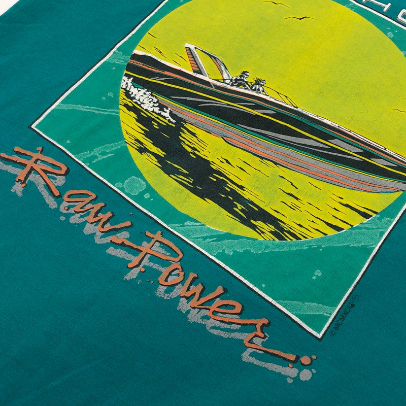 【現状渡し品】【メンズ】 FRUIT OF THE LOOM フルーツオブザルーム 90S OFFSHORE RAW POWER S/S TEE 半袖Tシャツ トップス 146-260422-hn-03-fur サイズ:M カラー:ターコイズ系 万代Net店