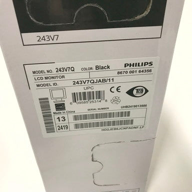 【中古美品】 PHILIPS フィリップス 23.8インチ 液晶ディスプレイ 243V7QJAB/11 1920×1080 VGA/HDMI/DP 088-240705-YS-2-fuz 万代Net店