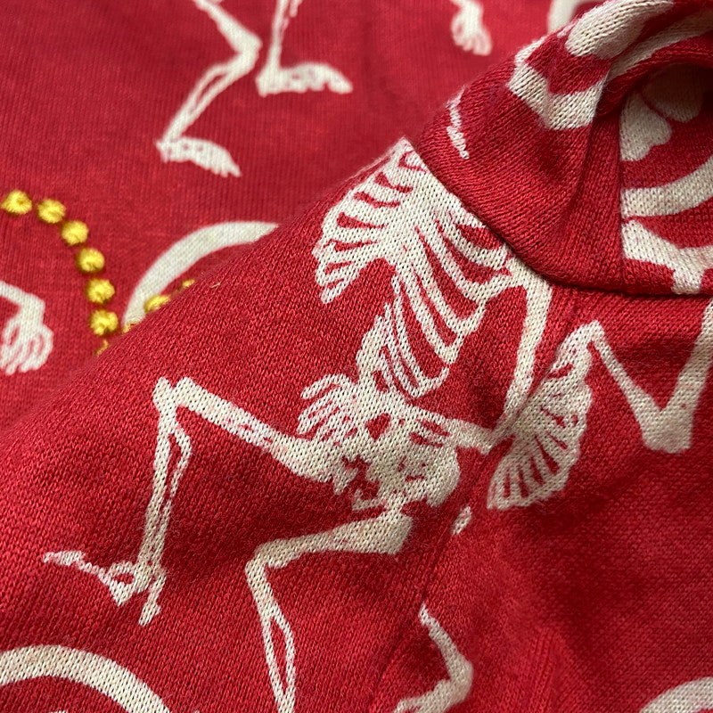 【中古品】【メンズ】 EVISU エヴィス スカル×家紋 総柄 SS POLO SHIRT ショートスリーブ ポロ シャツ トップス 145-260716-kh-10-izu サイズ:3 カラー:レッド×ベージュ系 万代Net店