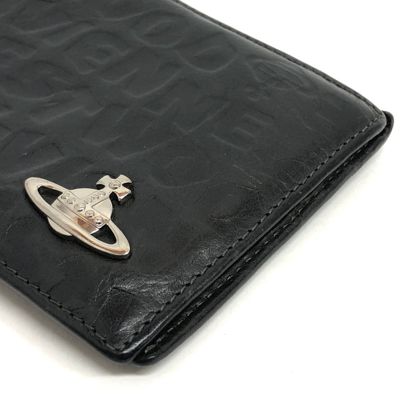 【現状渡し品】【メンズ/レディース】 VIVIENNE WESTWOOD ヴィヴィアンウエストウッド FD0037 二つ折り財布 ロゴ型押し オーブ コンパクトウォレット 200-260511-rs-07-fur カラー:ブラック 万代Net店
