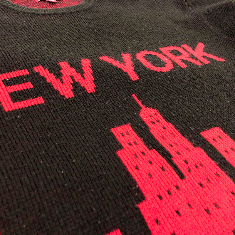 【中古品】【メンズ】 SUPREME シュプリーム 20SS NEW YORK SWEATER ニット セーター 長袖 トップス 149-260604-rs-06-fur サイズ:XL カラー:ブラック/レッド 万代Net店