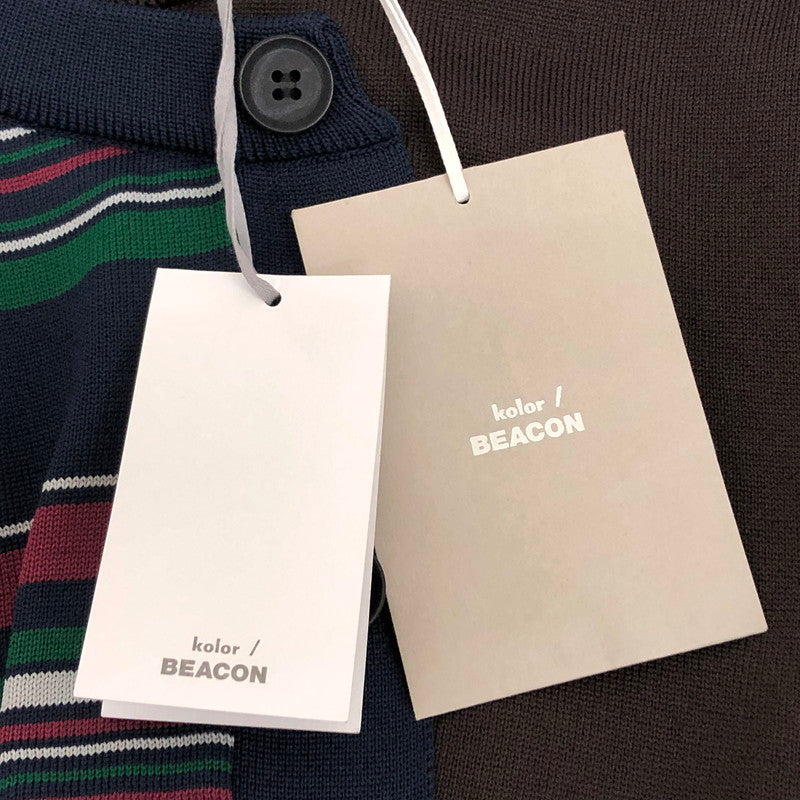 【中古品】【メンズ】 kolor BEACON カラービーコン Stripe Knit Sweater 24SBM-N01331 ストライプ ニットセーター アシンメトリー 長袖 トップス 140-251008-rs-04-fur サイズ:3 カラー:ブラウン/マルチカラー 万代Net店