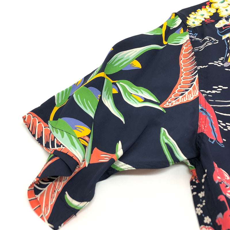 【中古美品】【メンズ】 BEAMS ビームス RAYON ALOHA SHIRT 11-01-0656-086 アロハシャツ ハワイアンシャツ 半袖 トップス レーヨン 総柄 147-260612-rs-02-fur サイズ:S カラー:ネイビー 万代Net店