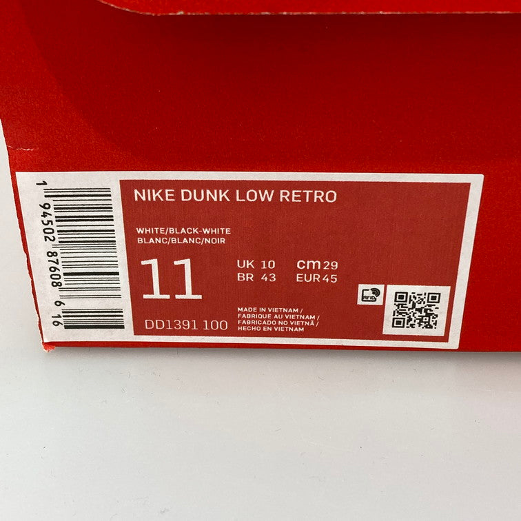 【中古品】【メンズ】 NIKE ナイキ DD1391-100 DUNK LOW RETRO WHITE BLACK スニーカー 160-251204-WA-04-iwa サイズ:29cm カラー:WHITE/BLACK-WHITE 万代Net店