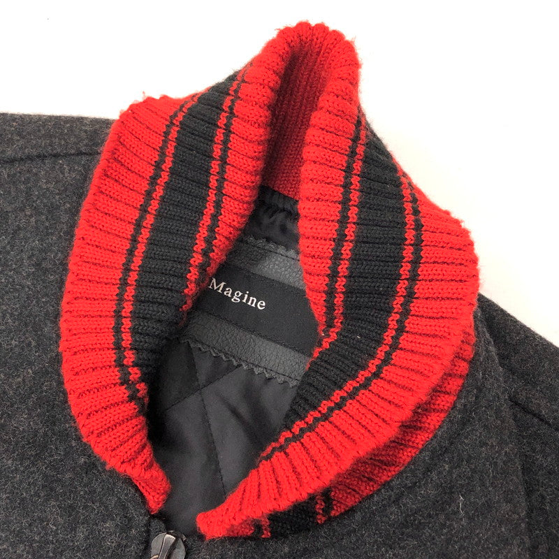 【現状渡し品】【メンズ】 Magine マージン STADIUM JACKET 844-06 スタジアムジャケット スタジャン 牛革 140-241105-rs-05-fur サイズ:46 カラー:ブラック/レッド 万代Net店