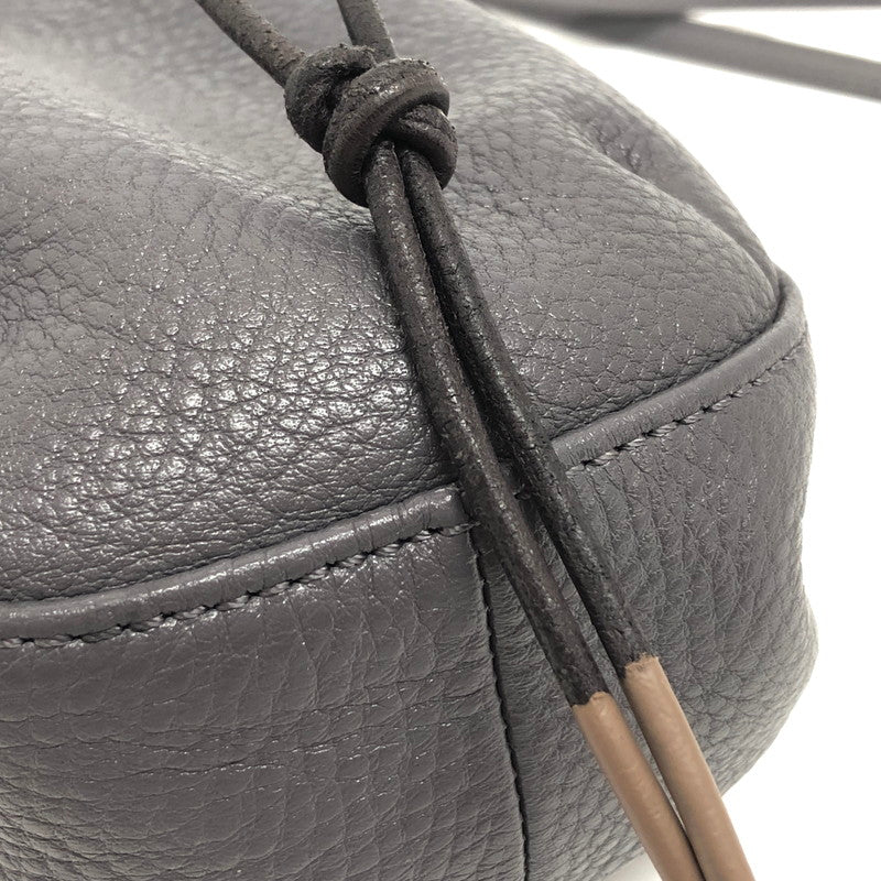 【中古美品】【メンズ/レディース】 BEAMS LIGHTS ビームスライツ レザーミニ巾着 ショルダー ポシェット バッグ 鞄 188-260317-rs-06-fur サイズ:F カラー:チャコール 万代Net店