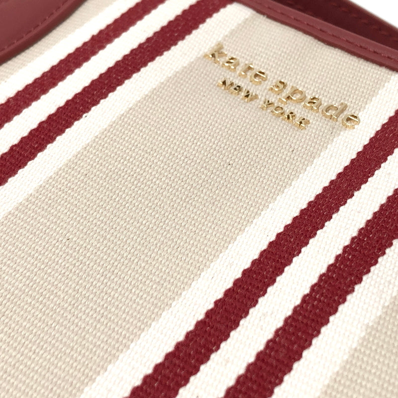 【中古品】【レディース】 KATE SPADE ケイトスペード STRIPE TOTE BAG ストライプ トートバッグ 鞄 バッグ 188-260701-rs-07-fur カラー:レッド/ベージュ 万代Net店
