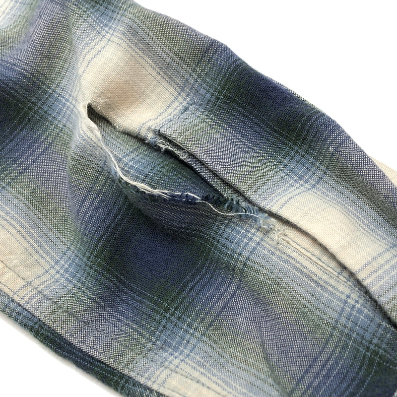 【ジャンク品】【メンズ】 RRL ダブルアールエル OMBRE CHECK SHIRT 782704022001 オンブレチェックシャツ 長袖 トップス 古着 145-260925-rs-02-fur サイズ:M カラー:ブルー/ホワイト/グリーン 万代Net店