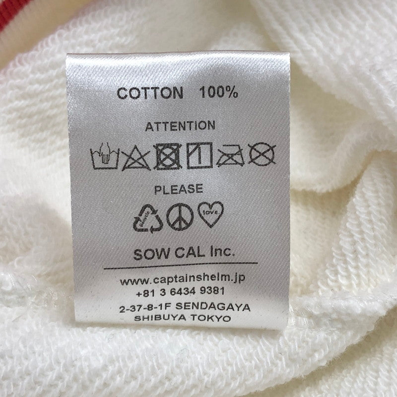 【中古品】【メンズ】 CAPTAINS HELM キャプテンズヘルム LINE-RIB CREW SWEAT スウェット トレーナー 長袖 トップス 142-251107-rs-03-fur サイズ:L カラー:ホワイト/レッド 万代Net店