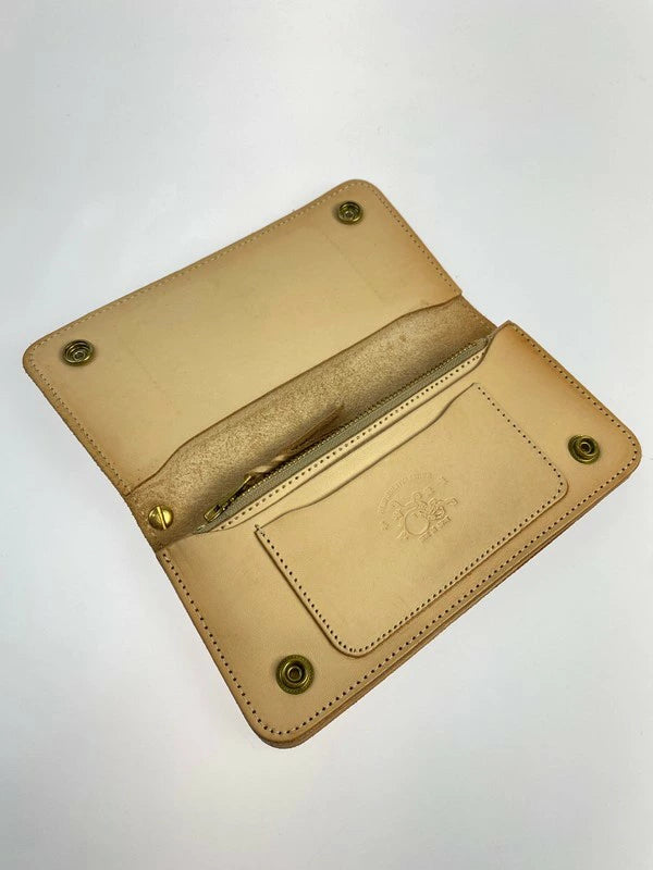 【中古品】【メンズ】 革蛸 KAWATAKO HOH-007-NATL カワタコ ハーマンオークレザー 二つ折り長財布 200-240213-yn-10-min カラー：NATURAL 万代Net店