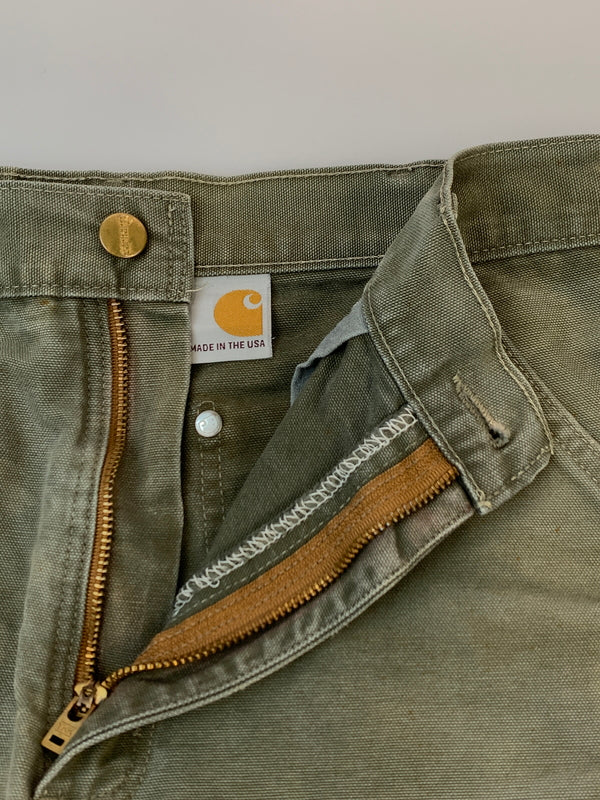 【現状渡し品】【メンズ】 CARHARTT カーハート DOUBLE KNEE PAINTER PANTS ダブルニーペインターパンツ USA製 ボトムス 157-260831-yn-04-min サイズ：32×30 カラー：オリーブグリーン 万代Net店