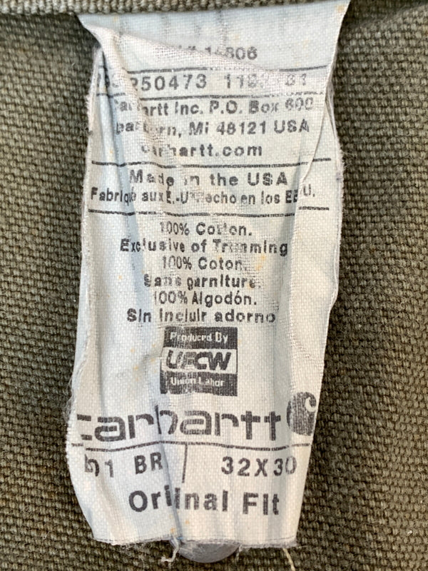 【現状渡し品】【メンズ】 CARHARTT カーハート DOUBLE KNEE PAINTER PANTS ダブルニーペインターパンツ USA製 ボトムス 157-260831-yn-04-min サイズ：32×30 カラー：オリーブグリーン 万代Net店