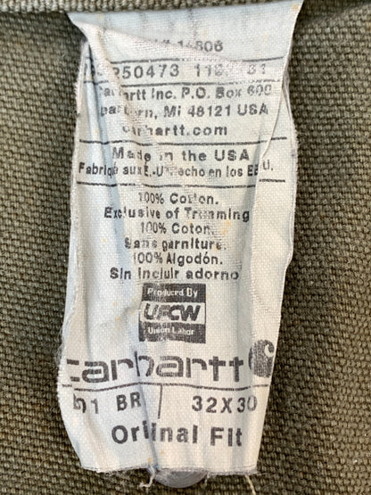【現状渡し品】【メンズ】 CARHARTT カーハート DOUBLE KNEE PAINTER PANTS ダブルニーペインターパンツ USA製 ボトムス 157-260831-yn-04-min サイズ：32×30 カラー：オリーブグリーン 万代Net店