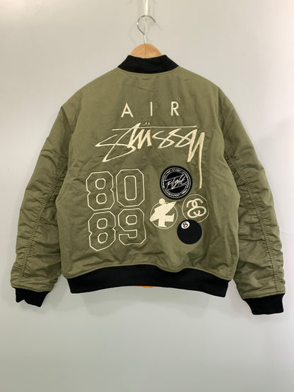 【中古品】【メンズ】 NIKE ナイキ × STUSSY REVERSIBLE VARSITY JACKET FJ9153-222 ステューシー リバーシブル バーシティ ジャケット アウター 142-260831-yn-11-min サイズ：L カラー：オリーブグリーン/オレンジ 万代Net店