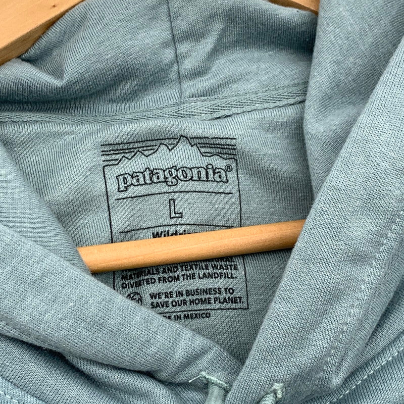 【中古品】【メンズ】 patagonia パタゴニア 39695 ライトウェイト'73 テキスト ロゴ ワイルドライズ フーディ パーカー ブランド 古着 144-260412-gm-14-fuz サイズ：L カラー：ライトグリーン 万代Net店