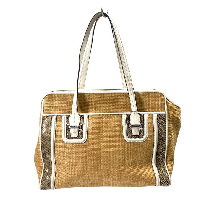 【中古品】【レディース】 COACH コーチ F26746 テイラー ストロー キャリーオール ハンドバッグ ブランド カバン 180-260328-gm-10-fuz カラー：ベージュ ホワイト 万代Net店