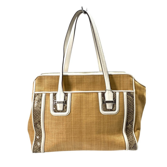【中古品】【レディース】 COACH コーチ F26746 テイラー ストロー キャリーオール ハンドバッグ ブランド カバン 180-260328-gm-10-fuz カラー：ベージュ ホワイト 万代Net店