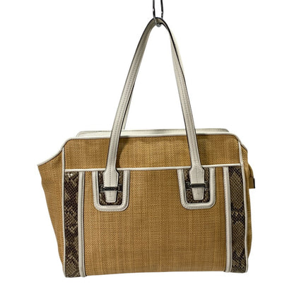 【中古品】【レディース】 COACH コーチ F26746 テイラー ストロー キャリーオール ハンドバッグ ブランド カバン 180-260328-gm-10-fuz カラー：ベージュ ホワイト 万代Net店
