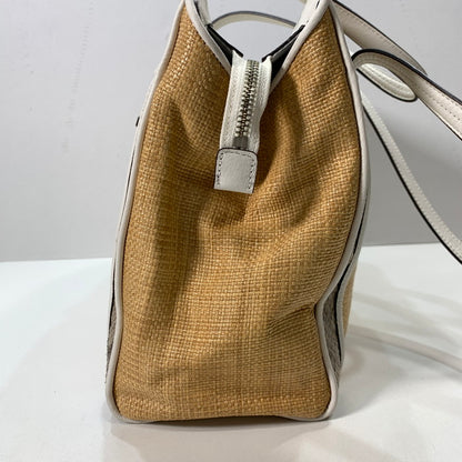 【中古品】【レディース】 COACH コーチ F26746 テイラー ストロー キャリーオール ハンドバッグ ブランド カバン 180-260328-gm-10-fuz カラー：ベージュ ホワイト 万代Net店