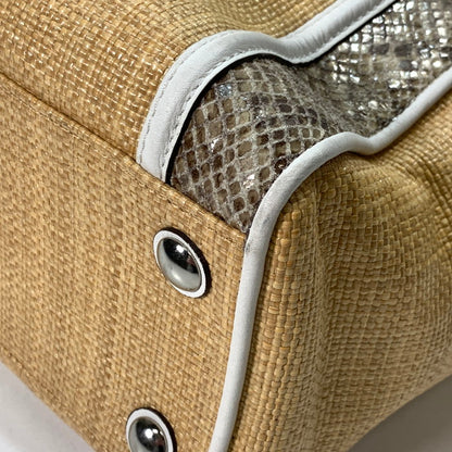 【中古品】【レディース】 COACH コーチ F26746 テイラー ストロー キャリーオール ハンドバッグ ブランド カバン 180-260328-gm-10-fuz カラー：ベージュ ホワイト 万代Net店