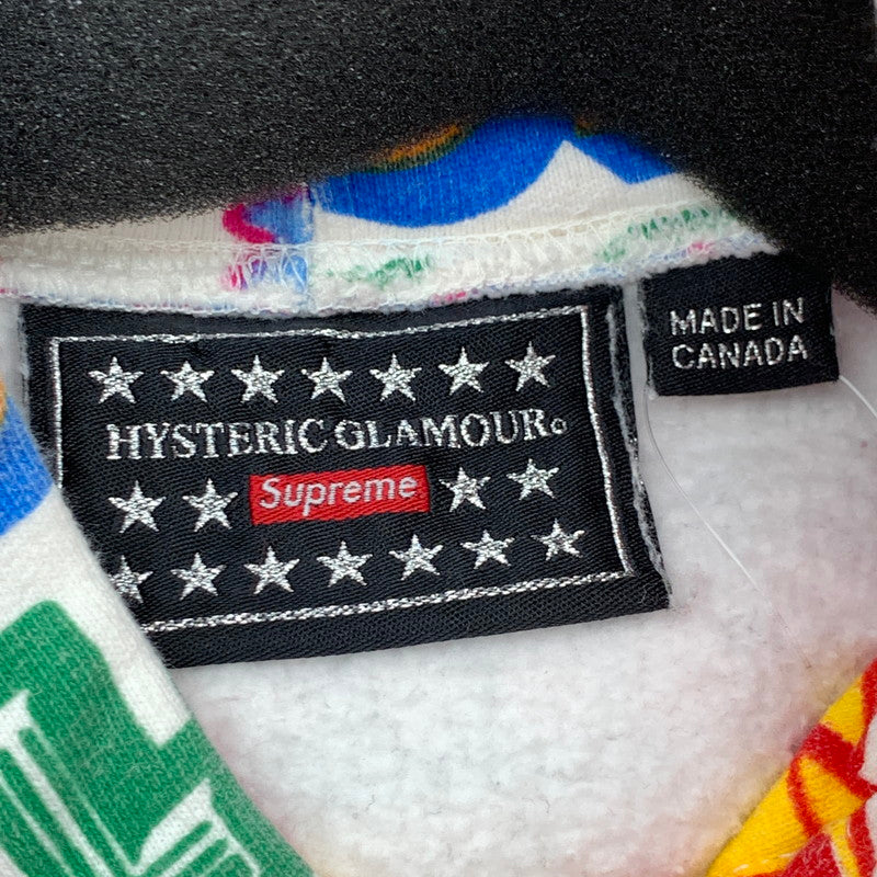 【中古品】【メンズ】 Supreme シュプリーム 17AW HYSTERIC GLAMOUR ヒステリックグラマー TEXT HOODED SWEATSHIRT パーカー ブランド 古着 149-260412-gm-04-fuz サイズ：L カラー：ホワイト 万代Net店