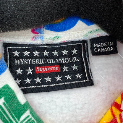 【中古品】【メンズ】 Supreme シュプリーム 17AW HYSTERIC GLAMOUR ヒステリックグラマー TEXT HOODED SWEATSHIRT パーカー ブランド 古着 149-260412-gm-04-fuz サイズ：L カラー：ホワイト 万代Net店