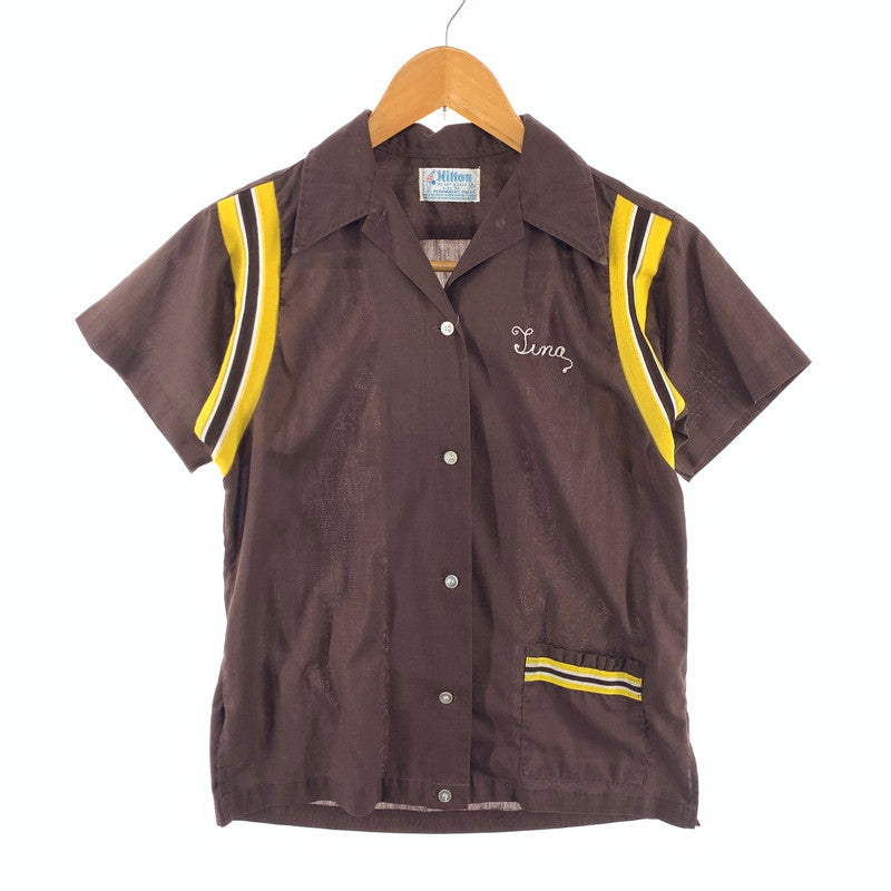 【中古品】【メンズ】 HILTON 70年代 USA製 ヴィンテージ ボーリングシャツ 半袖シャツ ブランド 古着 70s Vintage 145-260419-gm-37-fuz サイズ：34 カラー：ブラウン 万代Net店