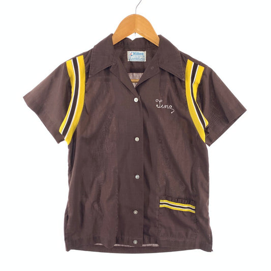 【中古品】【メンズ】 HILTON 70年代 USA製 ヴィンテージ ボーリングシャツ 半袖シャツ ブランド 古着 70s Vintage 145-260419-gm-37-fuz サイズ：34 カラー：ブラウン 万代Net店