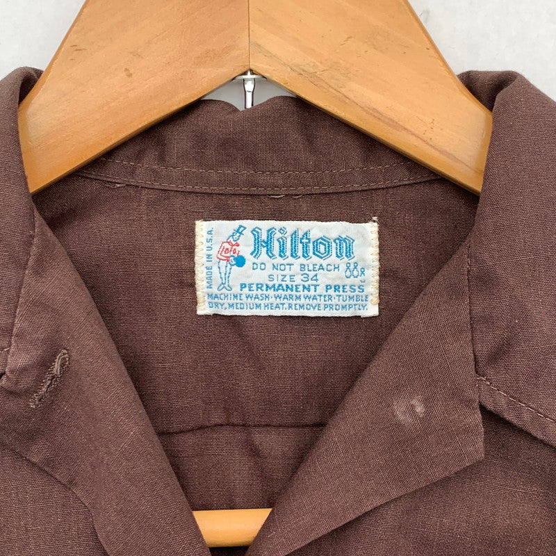 【中古品】【メンズ】 HILTON 70年代 USA製 ヴィンテージ ボーリングシャツ 半袖シャツ ブランド 古着 70s Vintage 145-260419-gm-37-fuz サイズ：34 カラー：ブラウン 万代Net店
