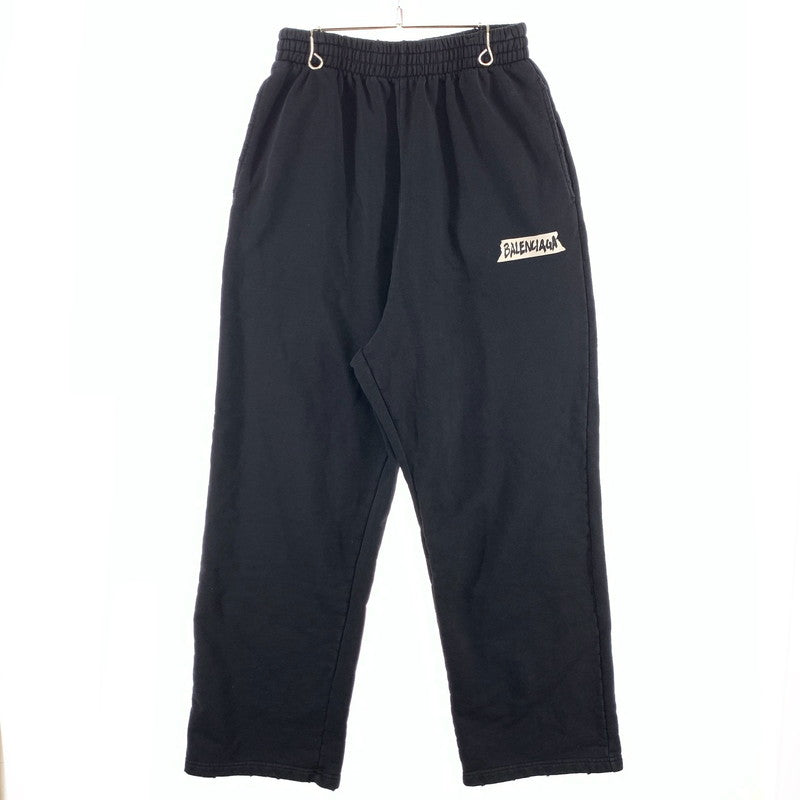 【中古品】【メンズ】 BALENCIAGA バレンシアガ 26SS MASKING TAPE BAGGY PANTS 846917 TTVL8 スウェットパンツ ボトムス ダメージ加工 ブランド 古着 152-260412-gm-07-fuz サイズ：M カラー：ブラック 万代Net店