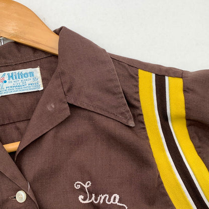 【中古品】【メンズ】 HILTON 70年代 USA製 ヴィンテージ ボーリングシャツ 半袖シャツ ブランド 古着 70s Vintage 145-260419-gm-37-fuz サイズ：34 カラー：ブラウン 万代Net店