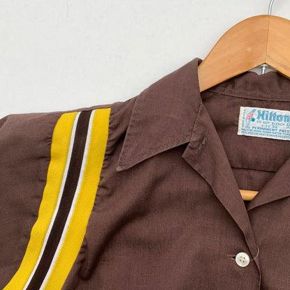 【中古品】【メンズ】 HILTON 70年代 USA製 ヴィンテージ ボーリングシャツ 半袖シャツ ブランド 古着 70s Vintage 145-260419-gm-37-fuz サイズ：34 カラー：ブラウン 万代Net店