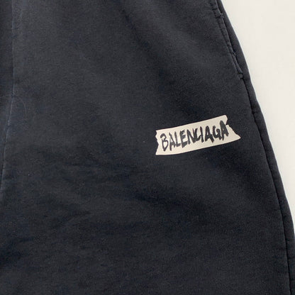 【中古品】【メンズ】 BALENCIAGA バレンシアガ 26SS MASKING TAPE BAGGY PANTS 846917 TTVL8 スウェットパンツ ボトムス ダメージ加工 ブランド 古着 152-260412-gm-07-fuz サイズ：M カラー：ブラック 万代Net店