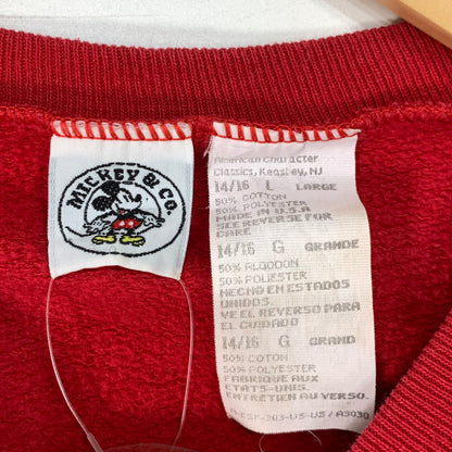 【中古品】【メンズ】 MICKEY&CO. 90s ミッキー スウェット ブランド 古着 145-260404-gm-26-fuz サイズ：L カラー：レッド 万代Net店