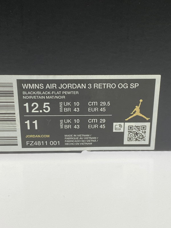 【中古美品】【メンズ】 NIKE ナイキ A MA MANIERE アママニエール WMNS AIR JORDAN 3 RETRO OG SP FZ4811-001 ウイメンズ エアージョーダン3 レトロ オージー スニーカー 靴 160-251030-jt-07-min サイズ：US 12.5 29.5cm カラー：BLACK/BLACK-FLAT PEWTE- 万代Net店