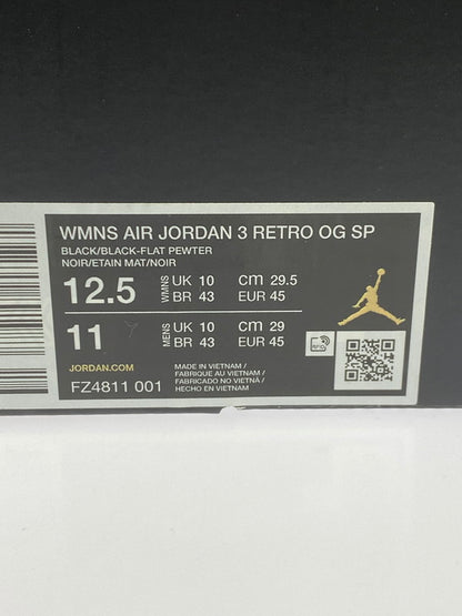 【中古美品】【メンズ】 NIKE ナイキ A MA MANIERE アママニエール WMNS AIR JORDAN 3 RETRO OG SP FZ4811-001 ウイメンズ エアージョーダン3 レトロ オージー スニーカー 靴 160-251030-jt-07-min サイズ：US 12.5 29.5cm カラー：BLACK/BLACK-FLAT PEWTE- 万代Net店