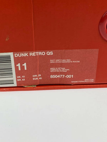 【中古美品】【メンズ】 NIKE ナイキ 【中古】【メンズ】 NIKE ナイキ DUNK HIGH RETRO QS 850477-001 ダンク ハイ レトロ クイックストライク スニーカー 靴 160-240222-yn-27-min サイズ：29.0cm US11 カラー：SOFT GREY/UNIV RED 万代Net店