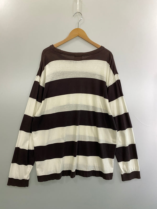 【現状渡し品】【メンズ】 STUSSY ステューシー 90’s BORDER POCKET L/S TEE 90年代 ボーダーポケット ロングスリーブTシャツ 長袖Tシャツ トップス 142-260626-yn-34-min サイズ：XL カラー：ダークブラウン/ホワイト 万代Net店