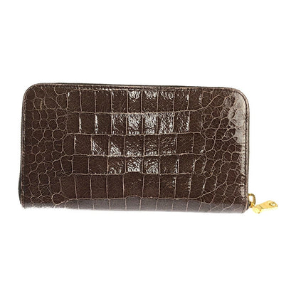 【LIFTる。景品】【中古】【レディース】 MIUMIU ミュウミュウ 5M0506 クロコ型押し ラウンドファスナー 長財布 181-221129-min サイズ：約10.5×18.5×2cm カラー：ブラウン 万代Net店