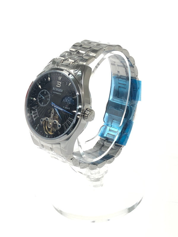 【中古美品】【メンズ】 B BINGER ビンガー AUTOMATIC WRIST WATCH B-1186G-Y オートマチック リストウォッチ 自動巻き 腕時計 197-250110-OR-01-iwa カラー：シルバー 万代Net店