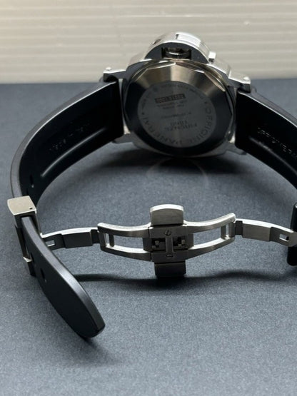 【中古品】【メンズ】 OFFICINE PANERAI オフィチーネパネライ PAM01090 T番 2017年製 ルミノール パワーリザーブ オートマティック アッチャイオ ウォッチ 腕時計 195-240602-ab-2-min カラー：シルバー/ブラック 万代Net店